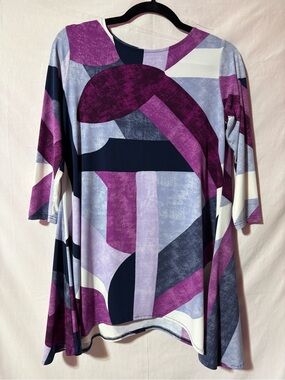 Alfani Purple, Navy & Light Gray Abstract Print Tunic